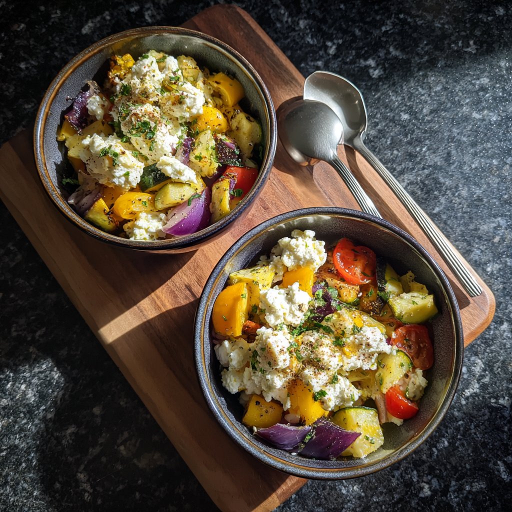 Roasted Veggie Cottage Cheese Bowls